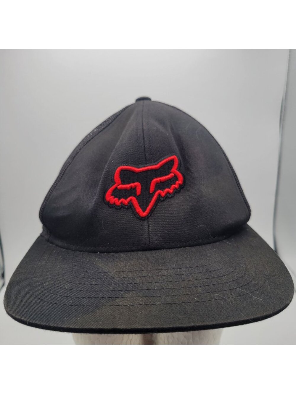 Fox Racing Snapback Mesh Trucker Hat OSFA Black Red Embroidered Logo Adjustable